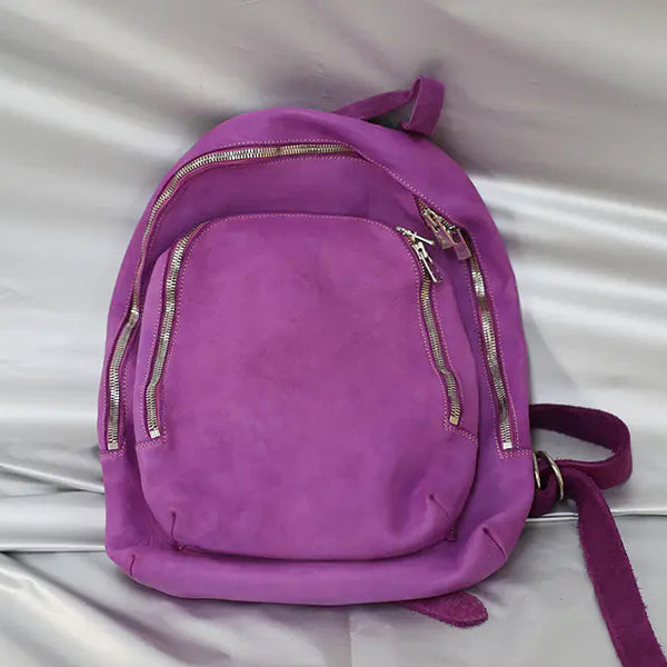 Guidi soft horse leather double zipper backpack DBP05 Italy GD-DBP05-ZI purple